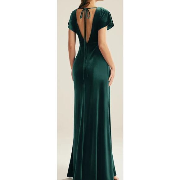 AW BRIDAL SZ 4 S hunter green velvet Meara wedding formal maxi dress NEW B126 - Picture 1 of 4